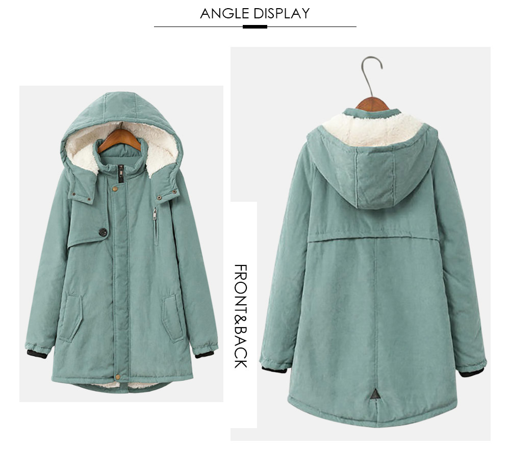 Trendy Hooded Long Sleeve Fleece Pocket Parka Women Coat Trendy Hooded Long Sleeve Fleece Pocket Parka Women Coat