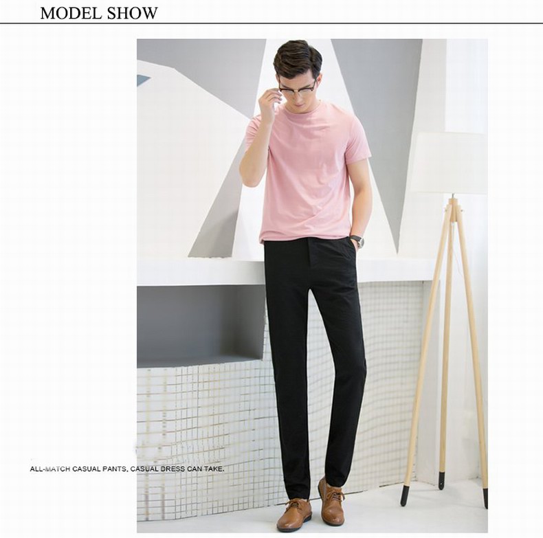 Baiyuan Trousers Autumn Casual Slim Fit Mens Long Pants Black