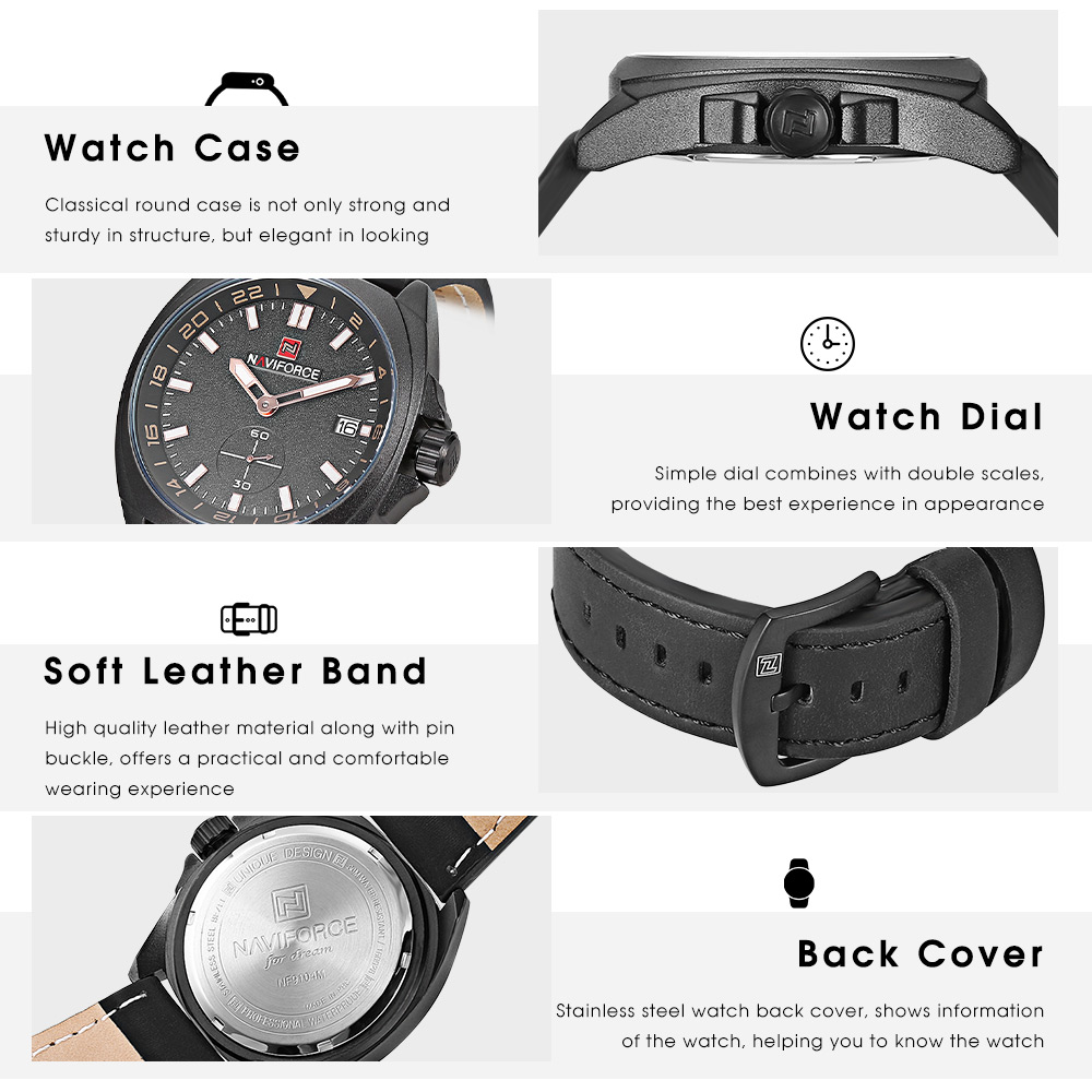 NAVIFORCE NF9104M Male Quartz Watch Chronograph Luminous Men Wristwatch NAVIFORCE NF9104M Male Quartz Watch Chronograph Luminous Men Wristwatch