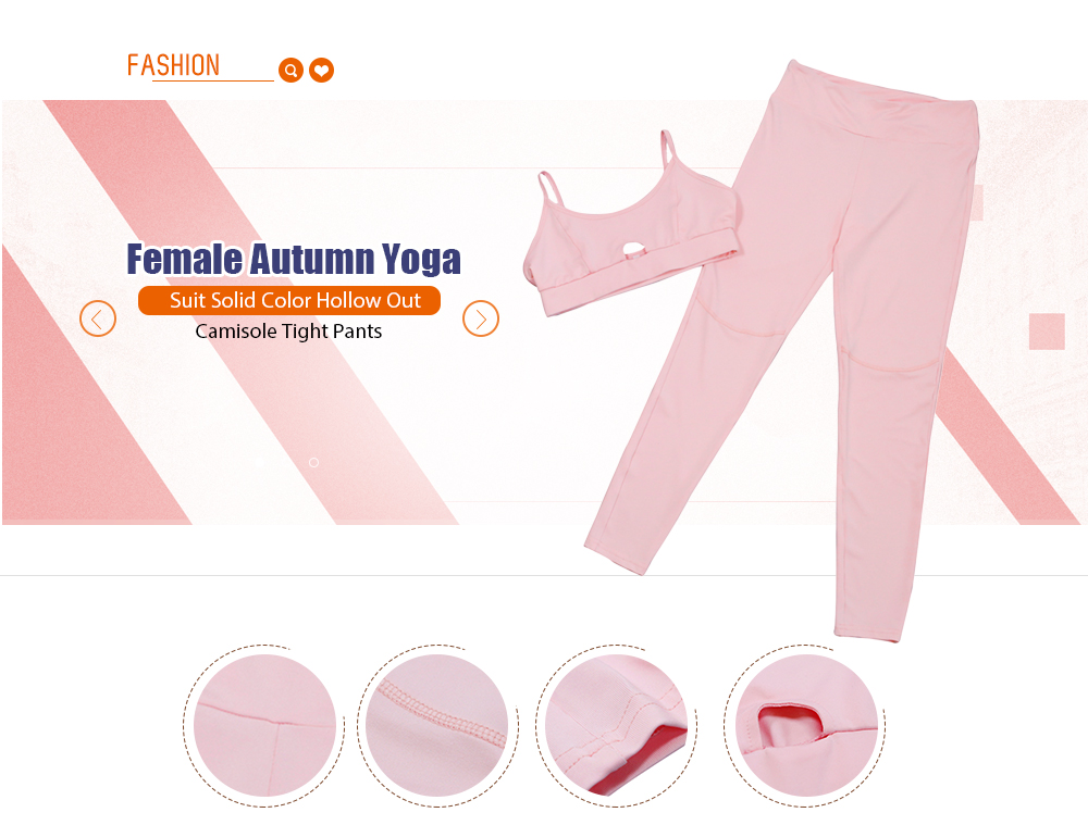 Female Autumn Yoga Suit Solid Color Hollow Out Camisole Leggings