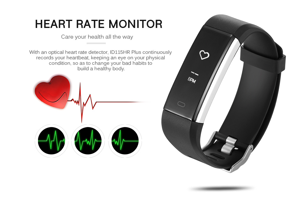 ID115HR Plus Heart Rate Monitor Smart Bracelet Remote Camera Sports Wristband