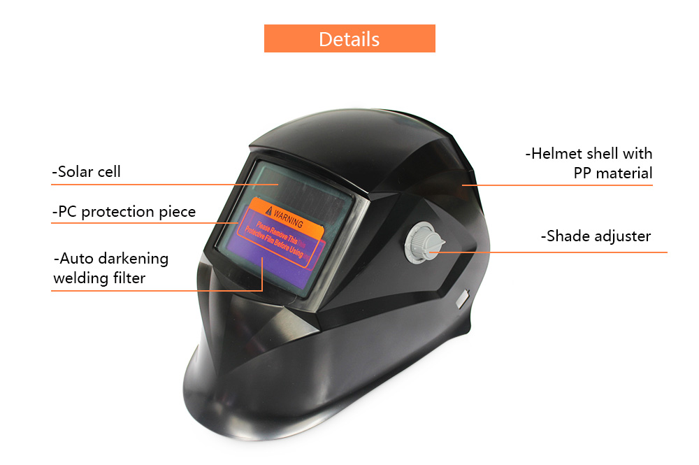 Solar Energy Automatic Changeable Light Electric Welding Protective Helmet with Solid Color Type