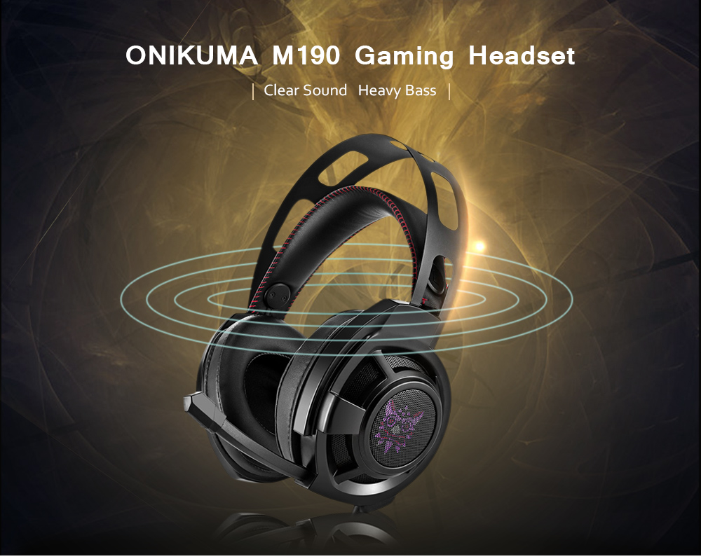 ONIKUMA M190 Stereo Gaming Headset 2.0m Cable LED Light Bass Over-ear Headphones with Mic for Computer Game ONIKUMA M190 Stereo Gaming Headset 2.0m Cable LED Light Bass Over-ear Headphones with Mic for Computer Game