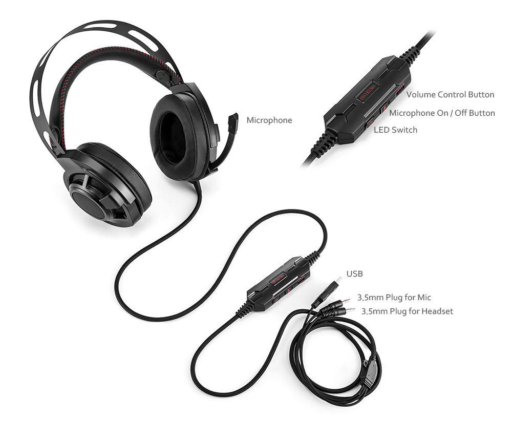 ONIKUMA M190 Stereo Gaming Headset 2.0m Cable LED Light Bass Over-ear Headphones with Mic for Computer Game ONIKUMA M190 Stereo Gaming Headset 2.0m Cable LED Light Bass Over-ear Headphones with Mic for Computer Game