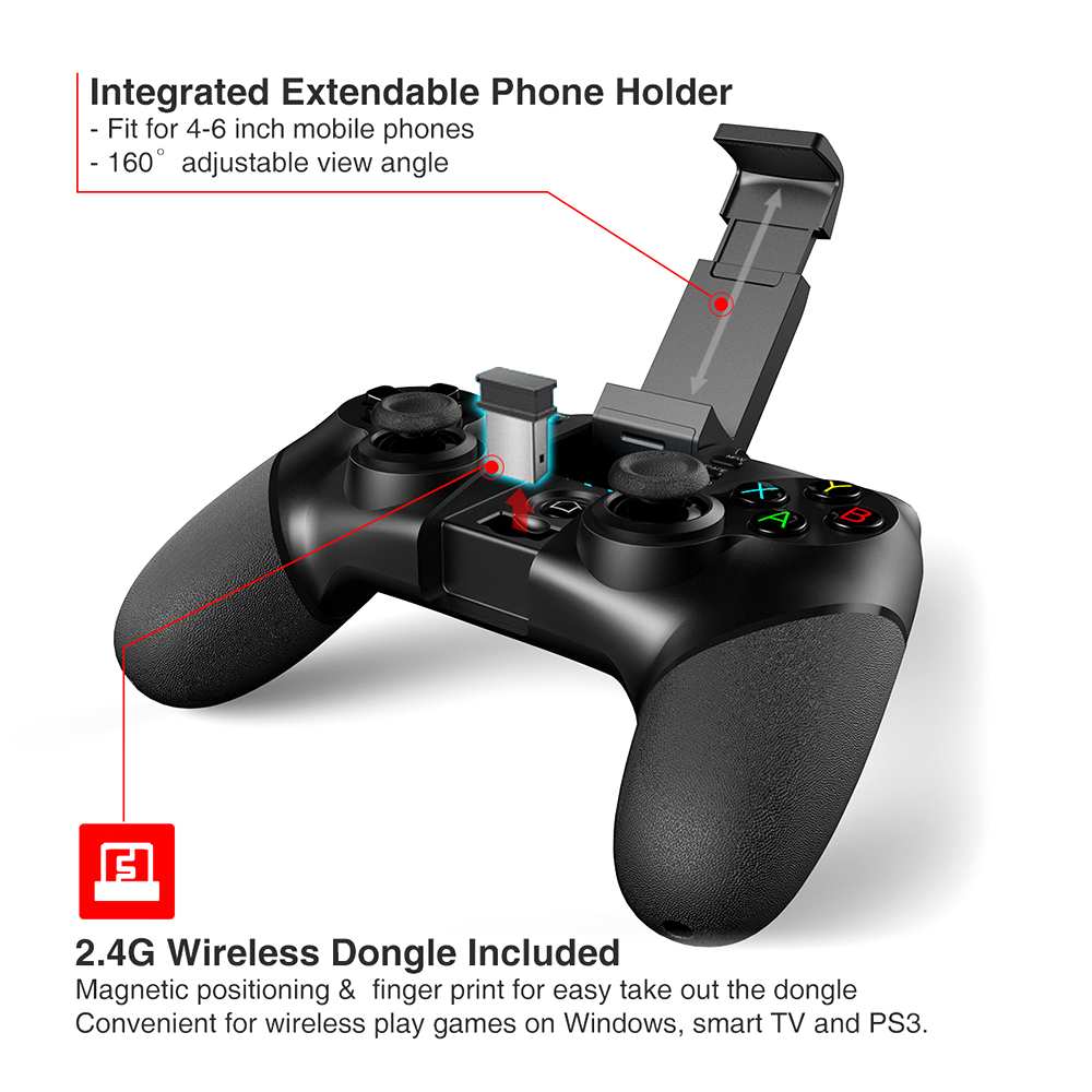 iPega 9076 Bluetooth Gamepad with Bracket 2.4G Wireless Receiver iPega 9076 Bluetooth Gamepad with Bracket 2.4G Wireless Receiver