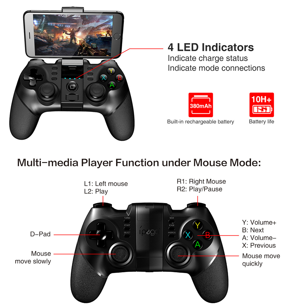 iPega 9076 Bluetooth Gamepad with Bracket 2.4G Wireless Receiver iPega 9076 Bluetooth Gamepad with Bracket 2.4G Wireless Receiver