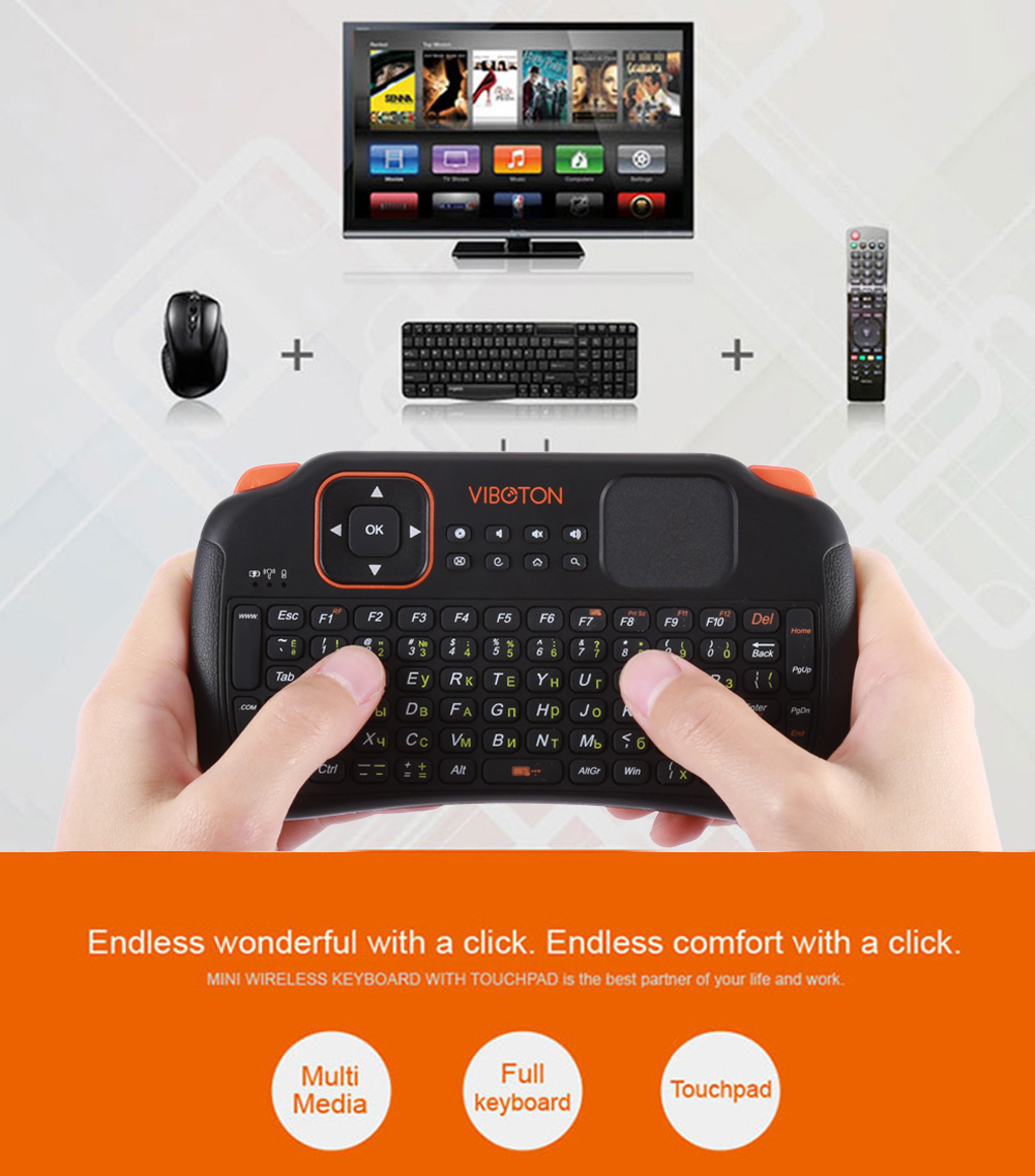 Viboton S1 English Russian 3-in-1 2.4GHz Wireless Keyboard + Air Mouse + Remote Control with Touchpad for Windows Linux Viboton S1 English Russian 3-in-1 2.4GHz Wireless Keyboard + Air Mouse + Remote Control with Touchpad for Windows Linux