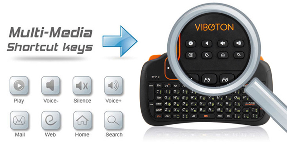 Viboton S1 English Russian 3-in-1 2.4GHz Wireless Keyboard + Air Mouse + Remote Control with Touchpad for Windows Linux Viboton S1 English Russian 3-in-1 2.4GHz Wireless Keyboard + Air Mouse + Remote Control with Touchpad for Windows Linux