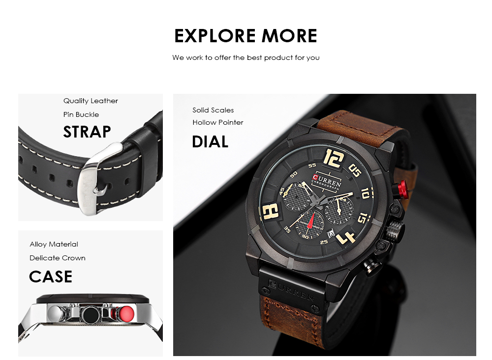 Curren 8287 Male Quartz Watch Calendar 24-hour Minute Display Chronograph Men Wristwatch Curren 8287 Male Quartz Watch Calendar 24-hour Minute Display Chronograph Men Wristwatch