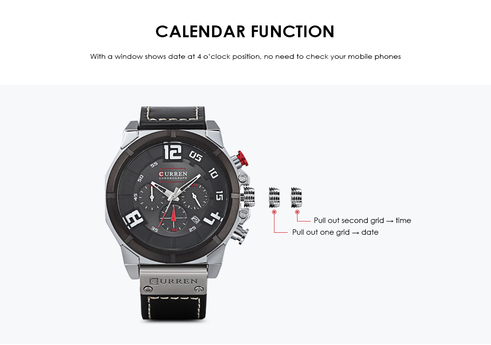 Curren 8287 Male Quartz Watch Calendar 24-hour Minute Display Chronograph Men Wristwatch Curren 8287 Male Quartz Watch Calendar 24-hour Minute Display Chronograph Men Wristwatch