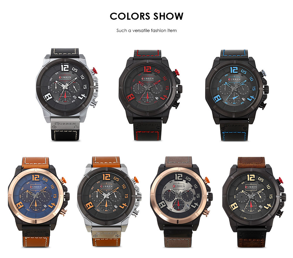 Curren 8287 Male Quartz Watch Calendar 24-hour Minute Display Chronograph Men Wristwatch Curren 8287 Male Quartz Watch Calendar 24-hour Minute Display Chronograph Men Wristwatch