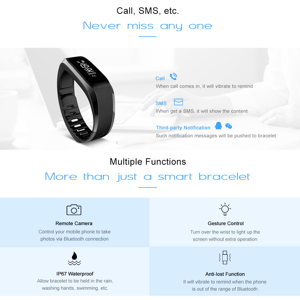 UP9 Smart Bracelet Blood Pressure Measure Heart Rate Monitor Wristband UP9 Smart Bracelet Blood Pressure Measure Heart Rate Monitor Wristband