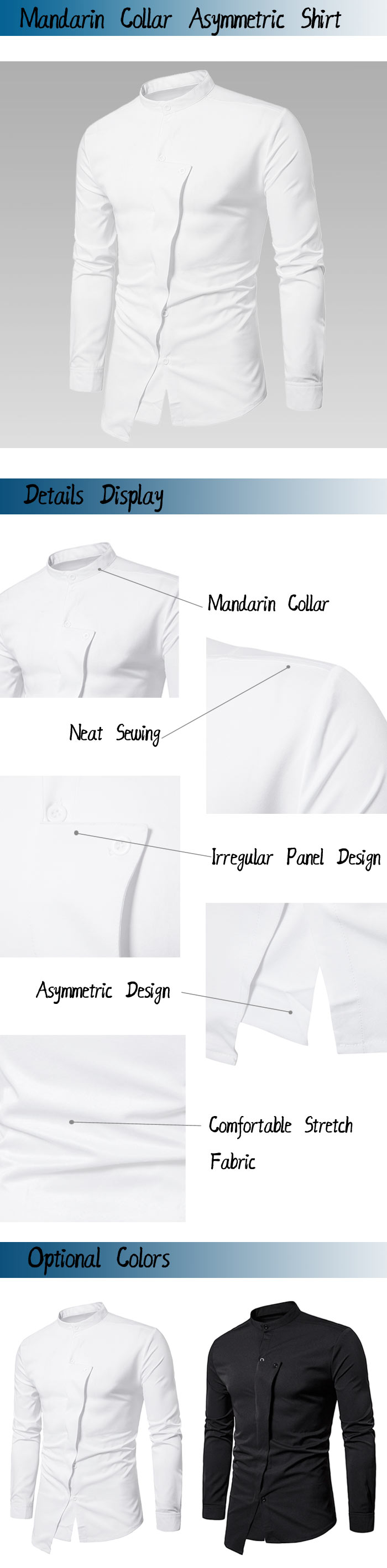 Mandarin Collar Irregular Button Up Asymmetric Shirt Mandarin Collar Irregular Button Up Asymmetric Shirt