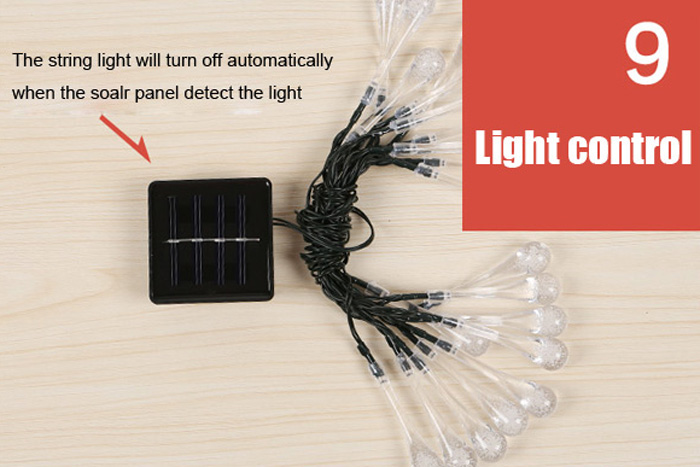 Christmas Props 5m 20 LEDs Solar String Light Water Drop Style Lamp Decors New Year Decoration Christmas Props 5m 20 LEDs Solar String Light Water Drop Style Lamp Decors New Year Decoration