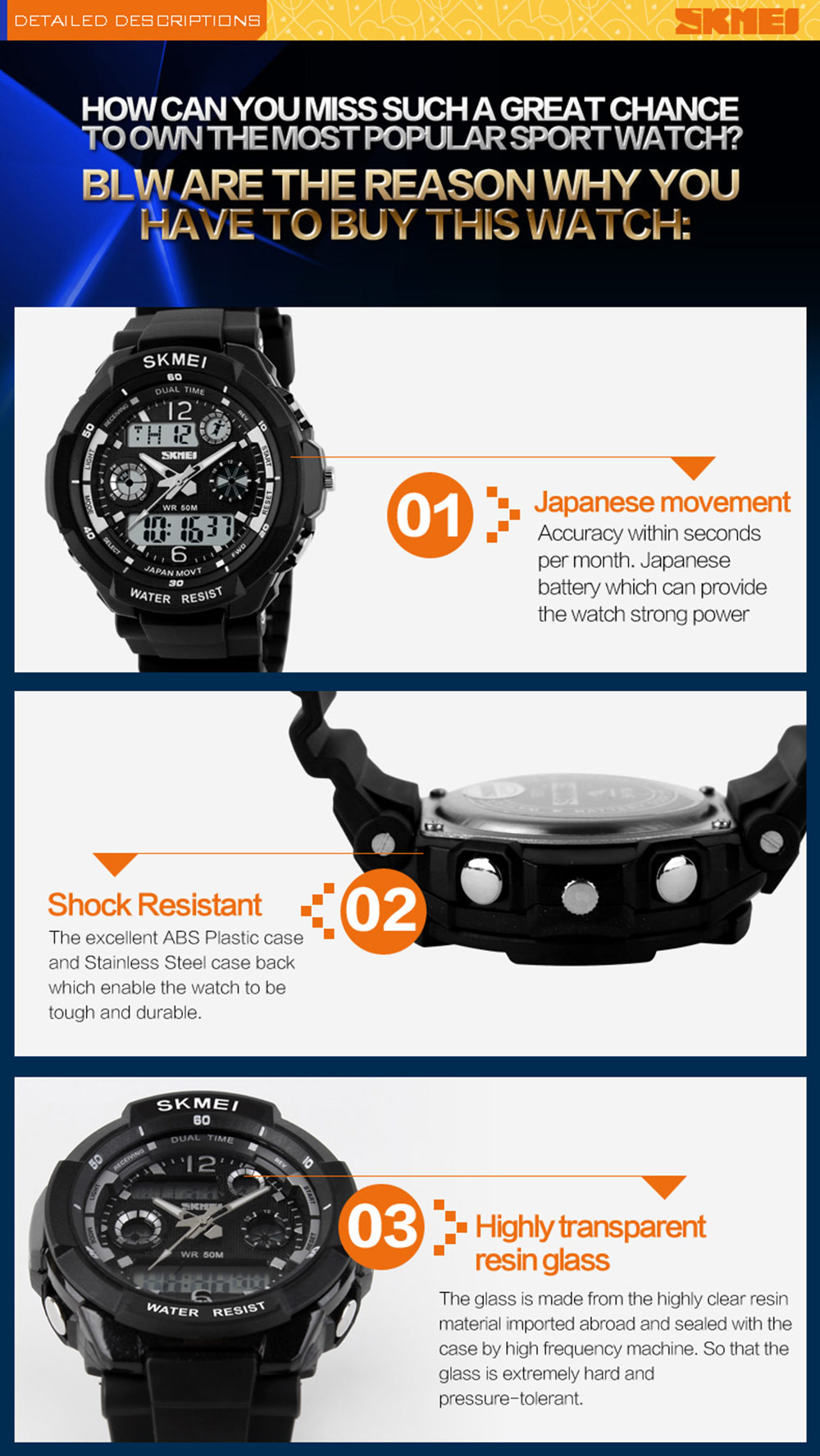 Skmei 1060  Green LED Military Watch with 2 Time Zone Chronograph Double Movts and Round Dial