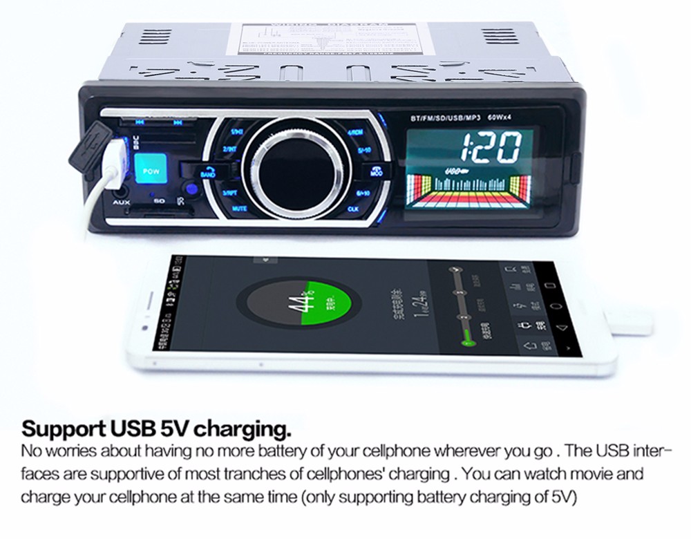 12V Car Stereo In-Dash FM Radio MP3 Audio Player Support Bluetooth 3.0 with USB SD AUX Port