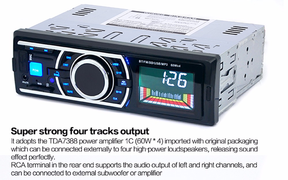12V Car Stereo In-Dash FM Radio MP3 Audio Player Support Bluetooth 3.0 with USB SD AUX Port