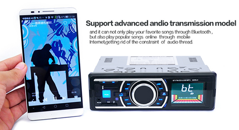 12V Car Stereo In-Dash FM Radio MP3 Audio Player Support Bluetooth 3.0 with USB SD AUX Port