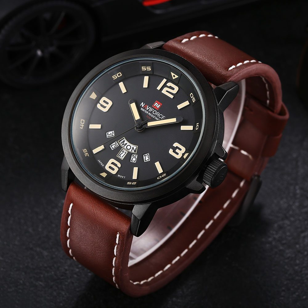 NAVIFORCE NF9028 Men Quartz Watch Analog Wristwatch Date Watches PU Strap NAVIFORCE NF9028 Men Quartz Watch Analog Wristwatch Date Watches PU Strap