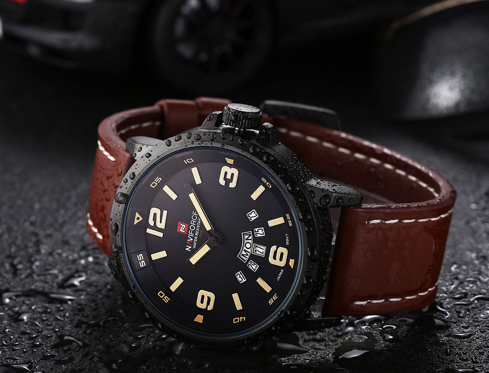 NAVIFORCE NF9028 Men Quartz Watch Analog Wristwatch Date Watches PU Strap NAVIFORCE NF9028 Men Quartz Watch Analog Wristwatch Date Watches PU Strap