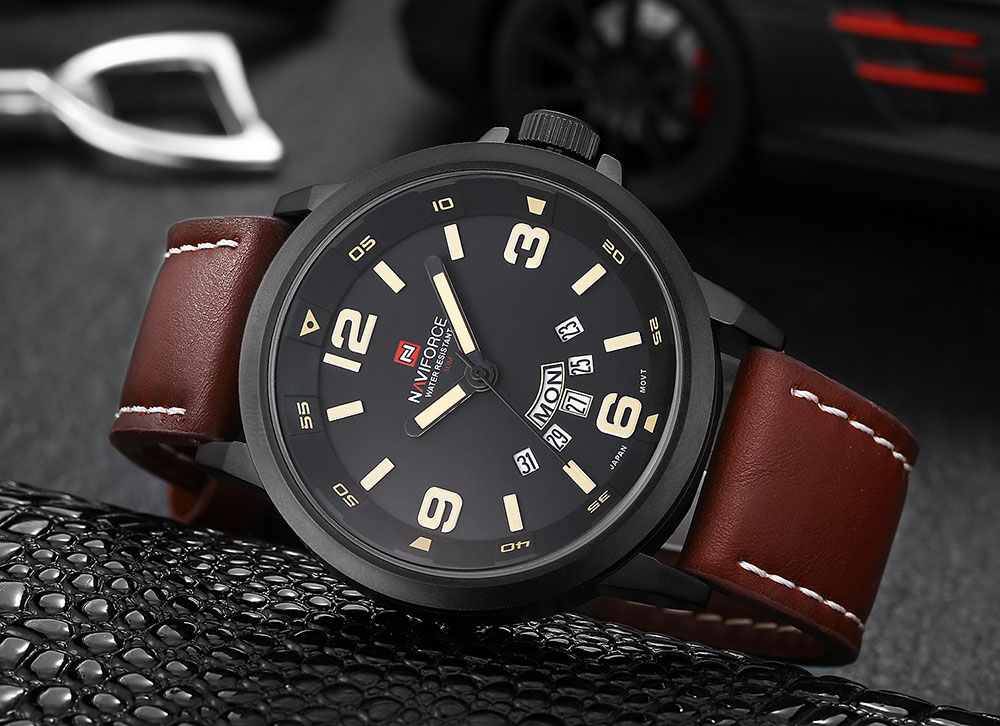 NAVIFORCE NF9028 Men Quartz Watch Analog Wristwatch Date Watches PU Strap NAVIFORCE NF9028 Men Quartz Watch Analog Wristwatch Date Watches PU Strap