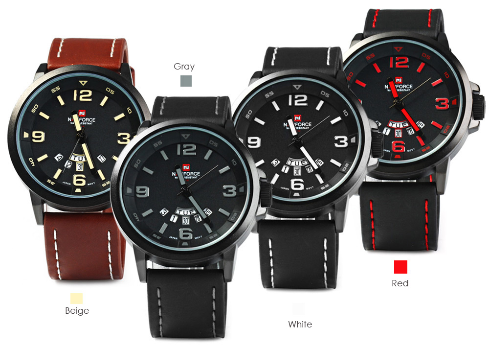 NAVIFORCE NF9028 Men Quartz Watch Analog Wristwatch Date Watches PU Strap NAVIFORCE NF9028 Men Quartz Watch Analog Wristwatch Date Watches PU Strap