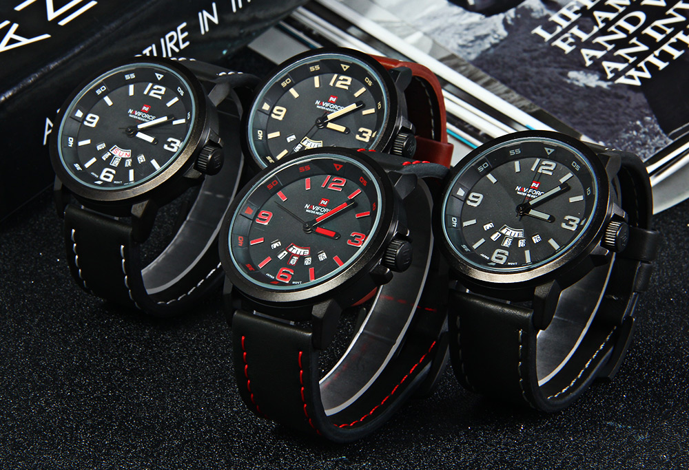 NAVIFORCE NF9028 Men Quartz Watch Analog Wristwatch Date Watches PU Strap NAVIFORCE NF9028 Men Quartz Watch Analog Wristwatch Date Watches PU Strap