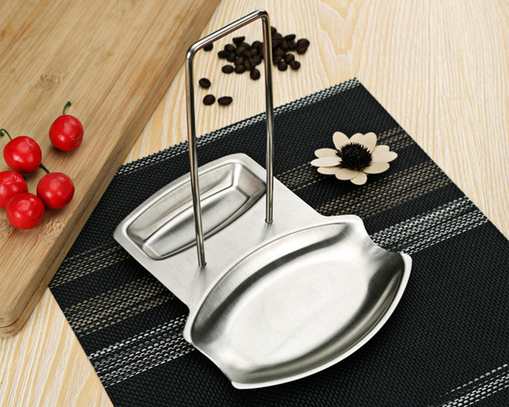 Stainless Steel Pan Pot Rack Cover Lid Rest Stand Spoon Holder