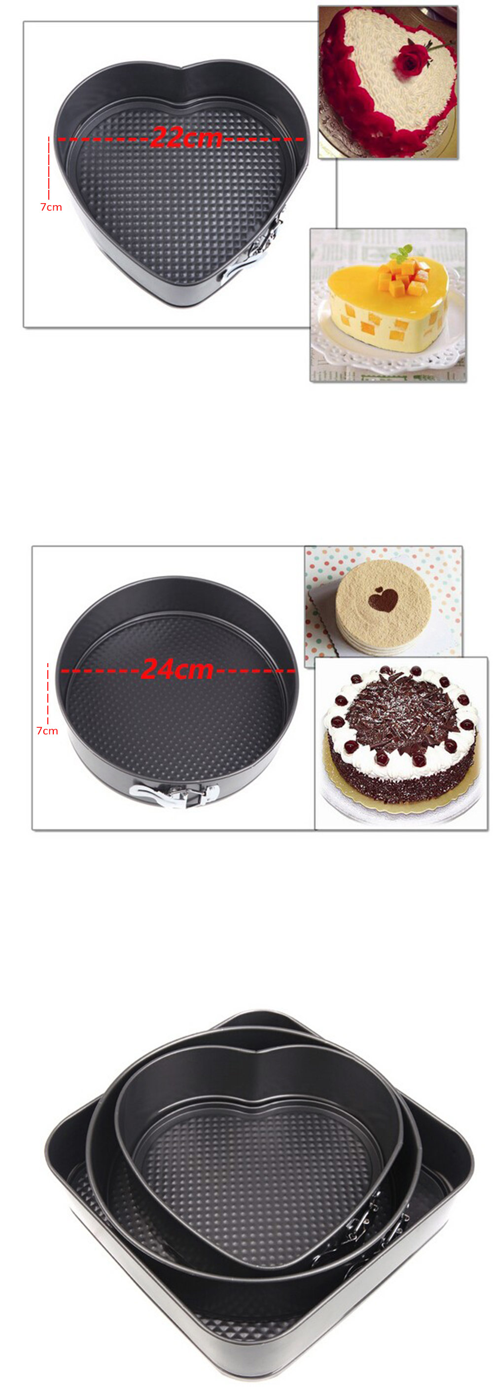 3 Set Springform Pans Cake Bakeware Mould Kitchen Accessories 3 Set Springform Pans Cake Bakeware Mould Kitchen Accessories