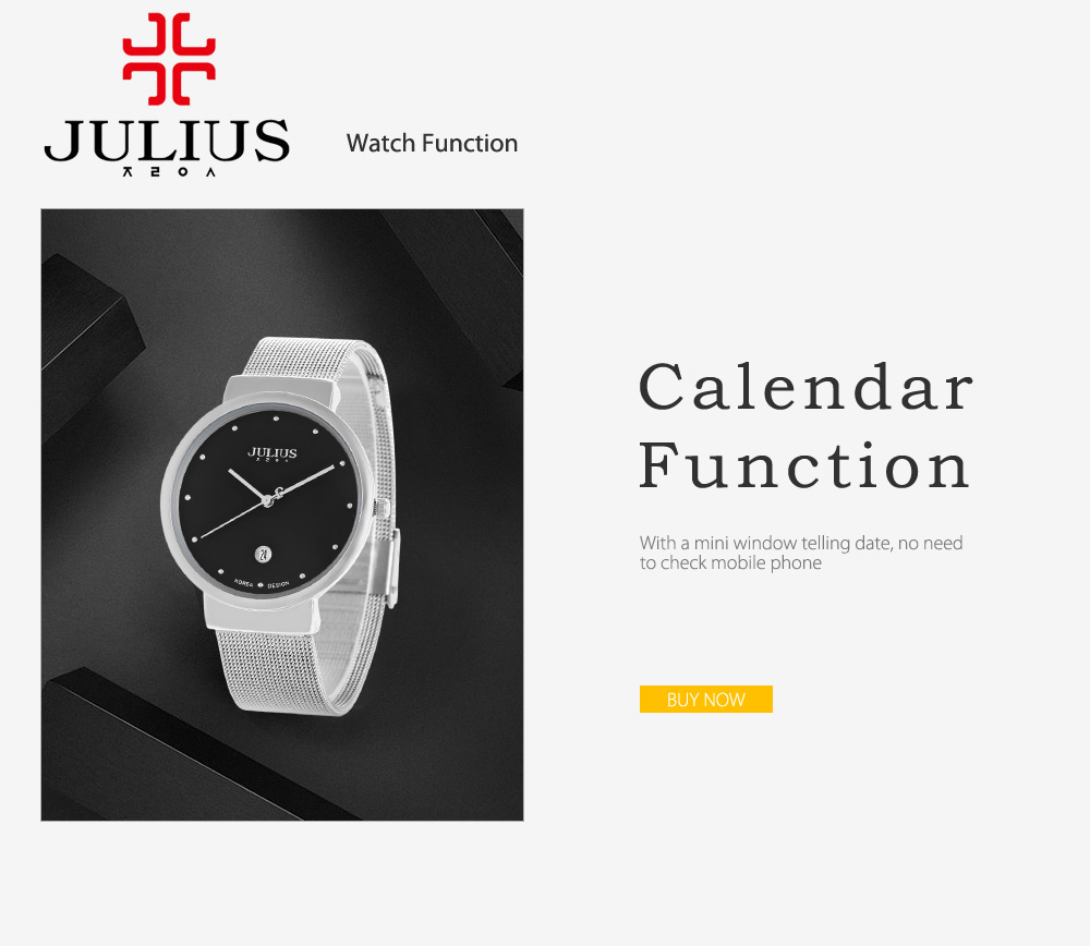 Julius JA - 426M Male Ultrathin Stainless Steel Mesh Band Quartz Wrist Watch Julius JA - 426M Male Ultrathin Stainless Steel Mesh Band Quartz Wrist Watch