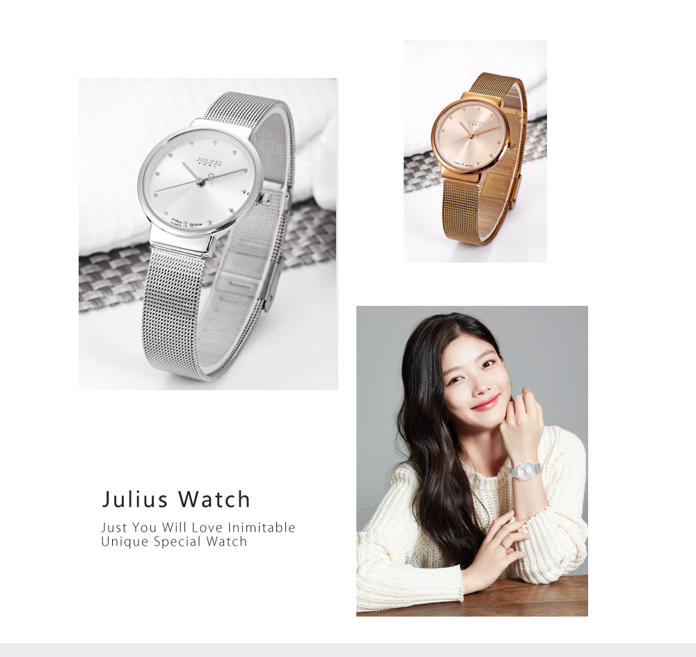 Julius JA - 426L Female Ultrathin Stainless Steel Mesh Band Quartz Wrist Watch Julius JA - 426L Female Ultrathin Stainless Steel Mesh Band Quartz Wrist Watch