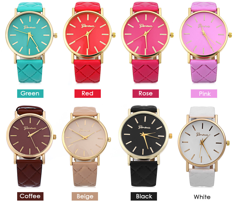 Women Quartz Watch Checks Leather Band Round Dial Women Quartz Watch Checks Leather Band Round Dial