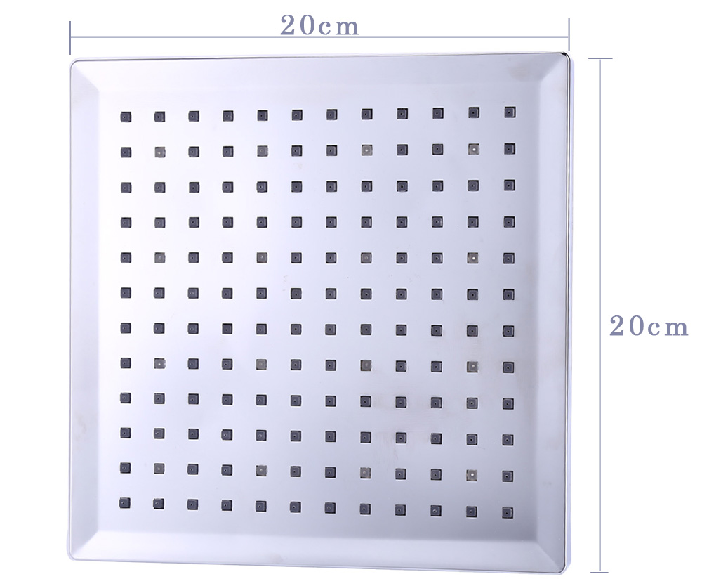 8-inch Square Temperature Sensitive Rainfall LED Shower Head Power from Water Flow 3 Color Change 8-inch Square Temperature Sensitive Rainfall LED Shower Head Power from Water Flow 3 Color Change