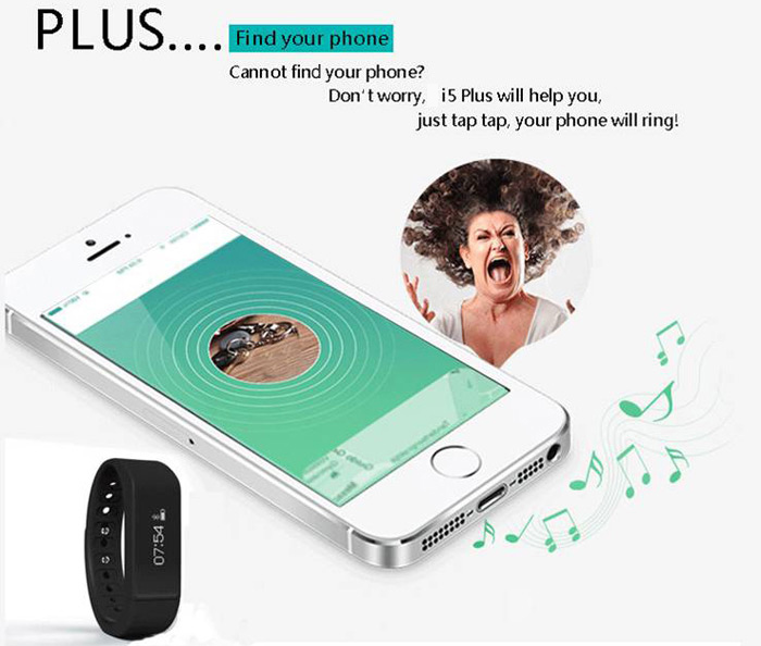 I5 Plus Smart Bracelet IP65 Bluetooth 4.0 Watch Wristband Sleep Monitoring Sports Tracking Remote Camera