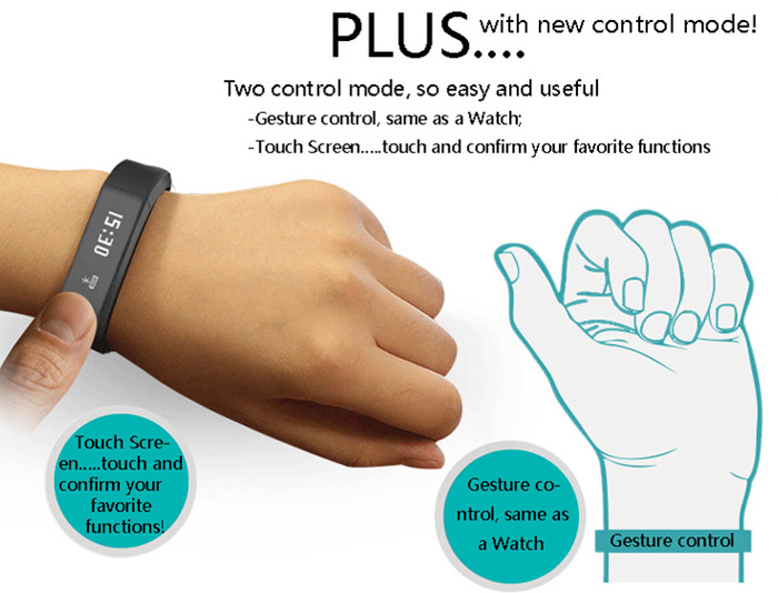 I5 Plus Smart Bracelet IP65 Bluetooth 4.0 Watch Wristband Sleep Monitoring Sports Tracking Remote Camera