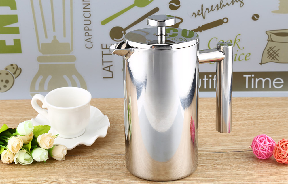 800ML Stainless Steel Cafetiere French Press with Filter Double Wall 800ML Stainless Steel Cafetiere French Press with Filter Double Wall