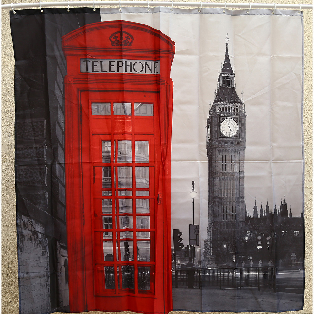 Creative London Big Ben Pattern Shower Curtain Polyester Waterproof Bath Decor Creative London Big Ben Pattern Shower Curtain Polyester Waterproof Bath Decor