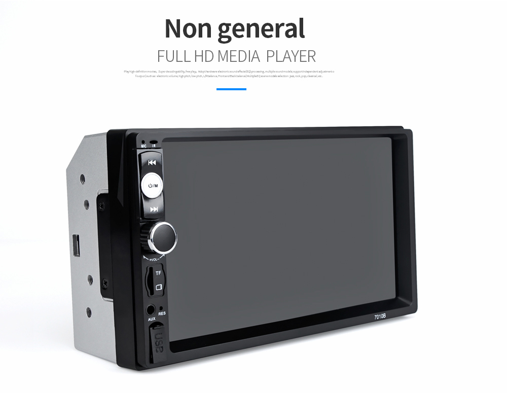 7010B 7 inch Bluetooth V2.0 TFT Screen Car Audio Stereo MP5 Player 12V Auto Video Support AUX FM USB SD MMC Remote Control