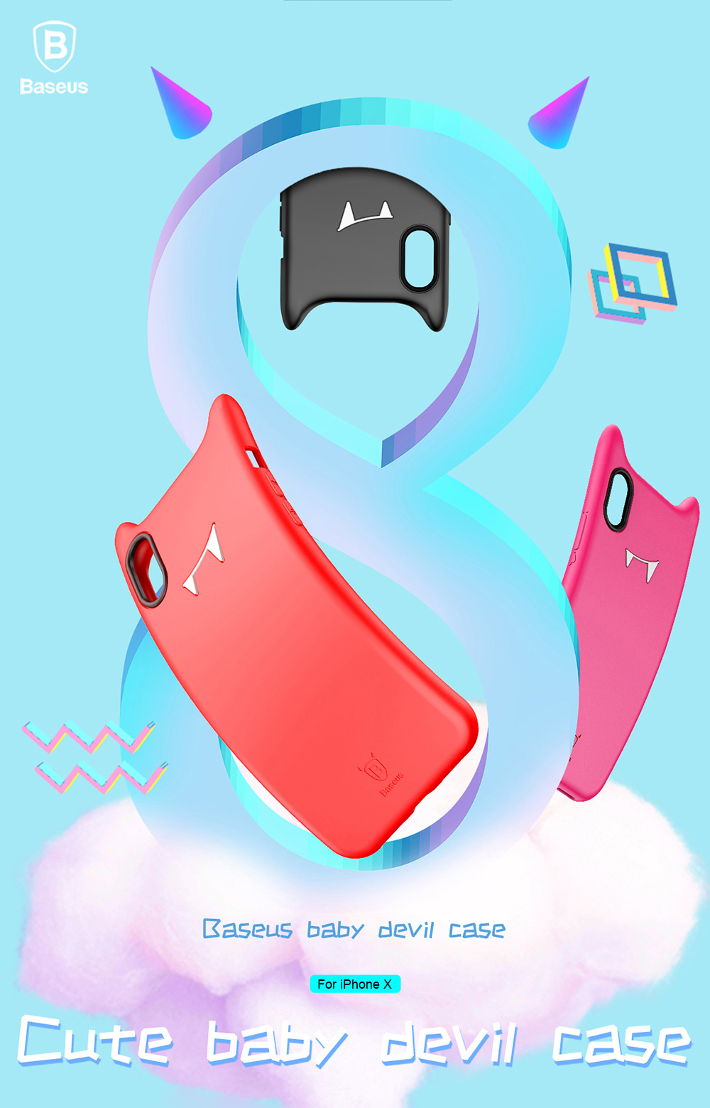 Baseus Devil Baby Case Soft Silicone Protective Back Cover for iPhone 8 Baseus Devil Baby Case Soft Silicone Protective Back Cover for iPhone 8