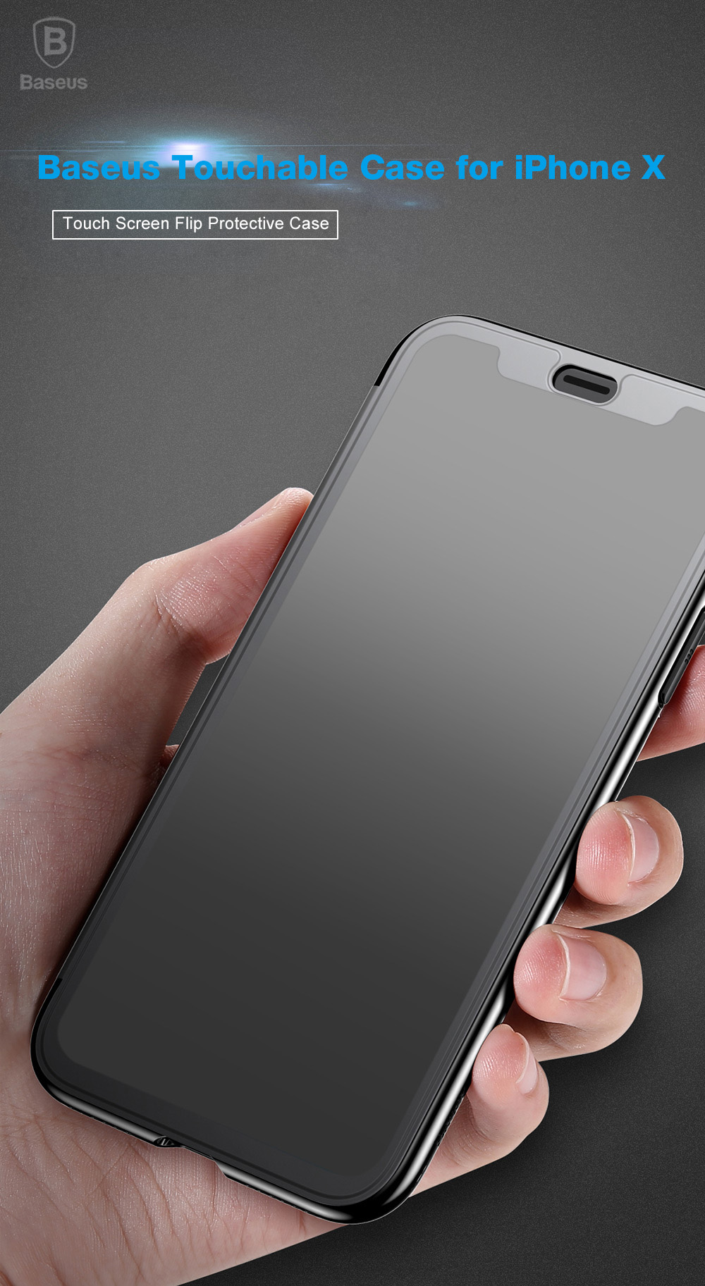 Baseus Touchable Case Tempered Film Touch Screen Flip Protective TPU Cover for iPhone 8 Baseus Touchable Case Tempered Film Touch Screen Flip Protective TPU Cover for iPhone 8