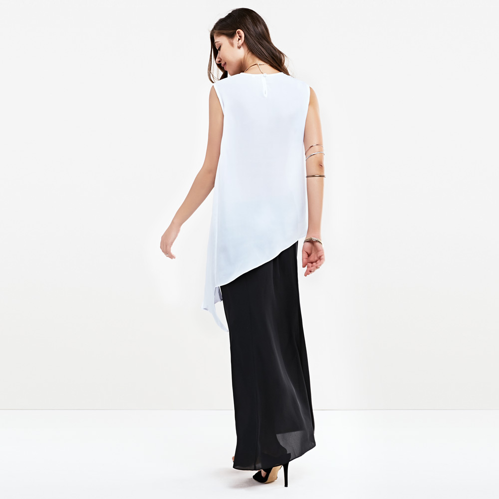 Chic Elastic Waist Solid Color Women Chiffon Skirt