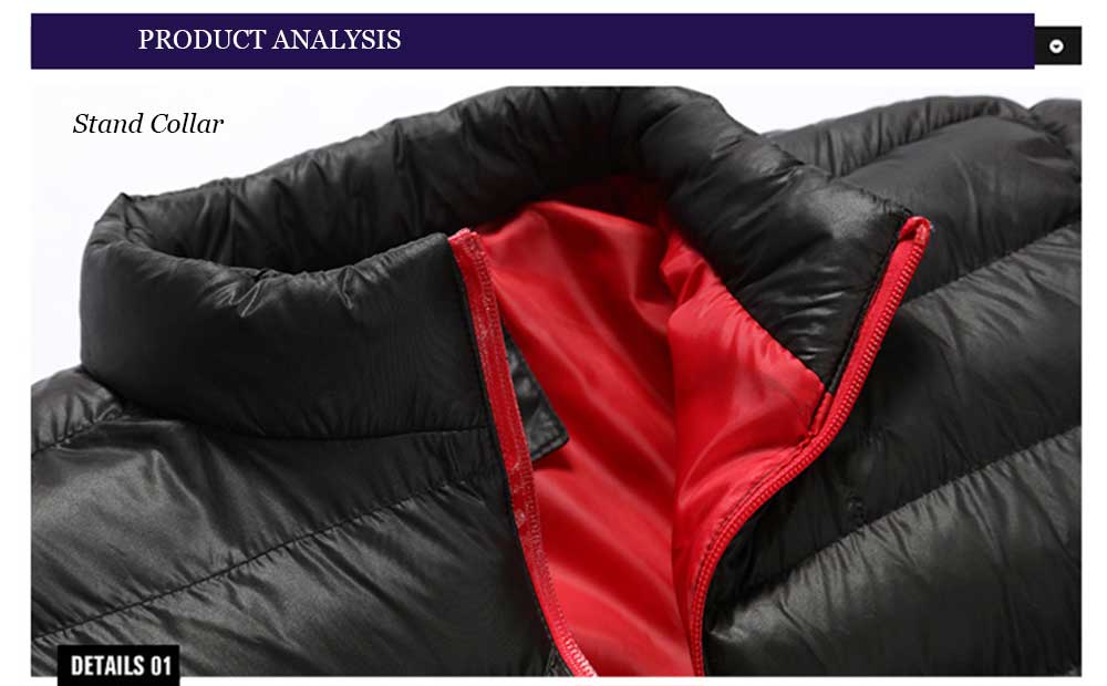 Casual Slim Fit Pure Color Stand Collar Warm Coat for Men