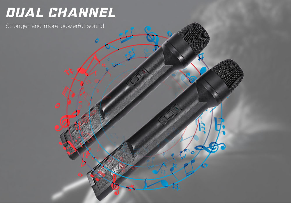 WEISRE WM - 03V Professional 220 - 270MHz VHF Wireless Handheld Dual Channel Transmitter Mic Set WEISRE WM - 03V Professional 220 - 270MHz VHF Wireless Handheld Dual Channel Transmitter Mic Set