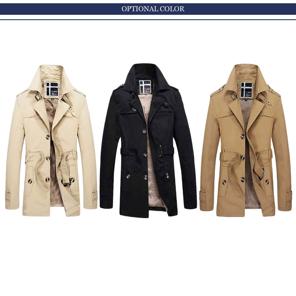 JOOBOX Casual Turn Down Collar Belt Design Coat for Men