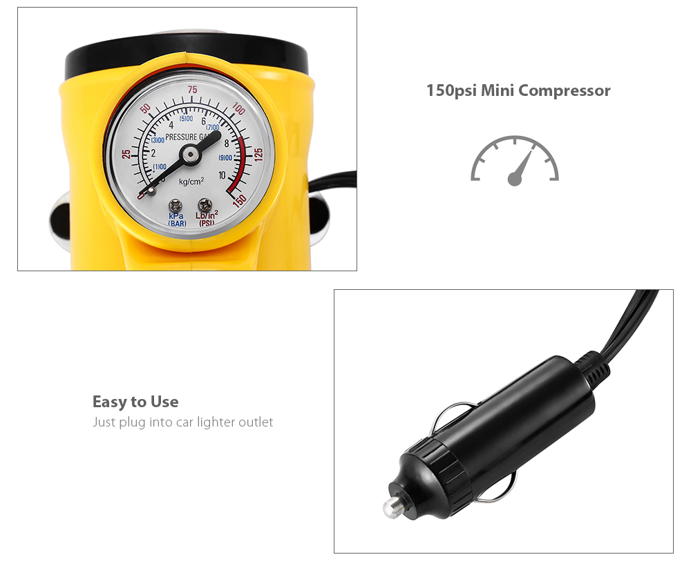 TIROL T10705 Portable Super Flow 12V 150PSI Air Compressor Inflatable Pump with Light and Beacon TIROL T10705 Portable Super Flow 12V 150PSI Air Compressor Inflatable Pump with Light and Beacon