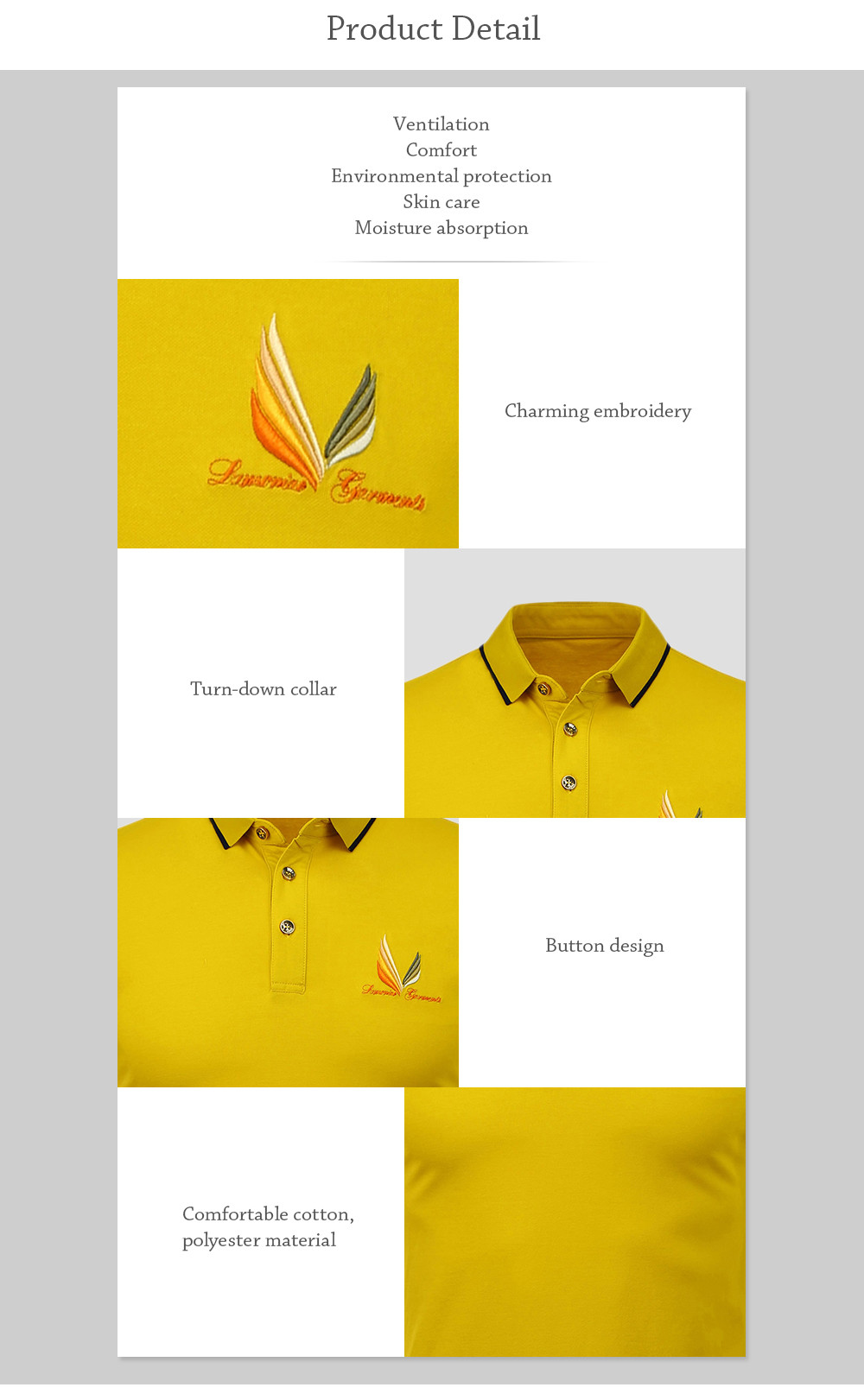 Half Button Embroidery Polo Shirt