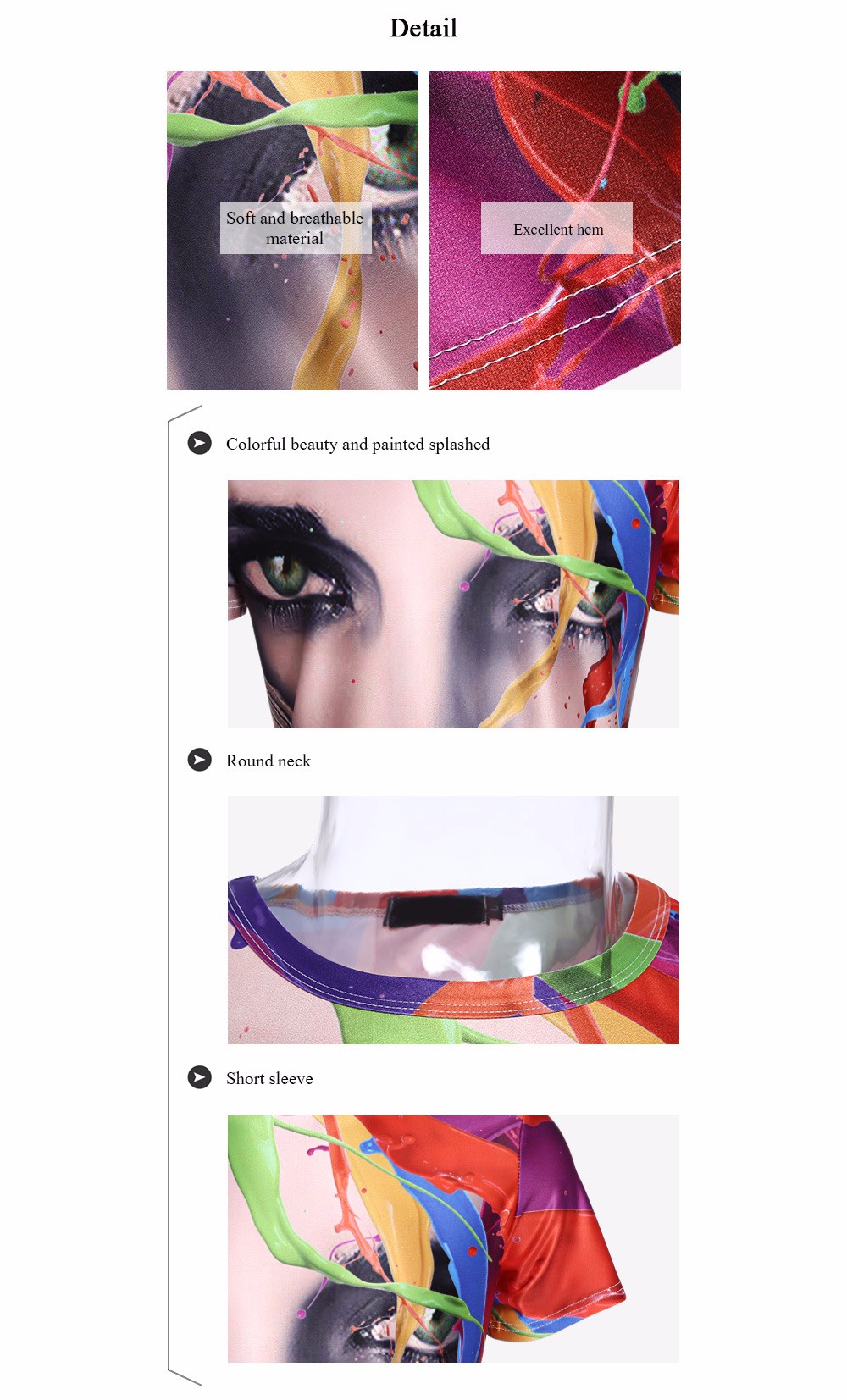 Fashionable 3D Beauty Paint Splashed Printed Round Neck T Shirt for Men Fashionable 3D Beauty Paint Splashed Printed Round Neck T Shirt for Men