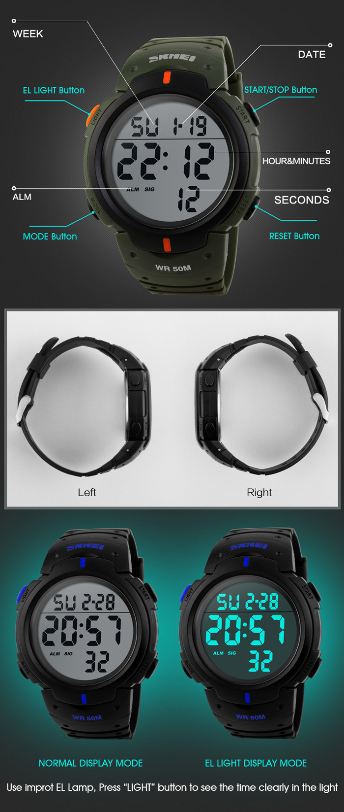 skmei water resistant 100m