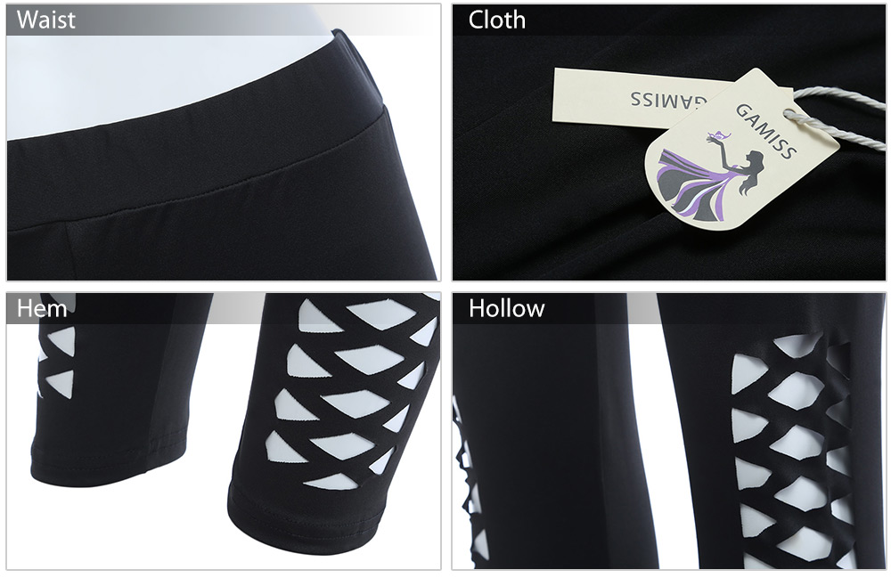 Casual High Elastic Hollow Cross Design Sports Women Pants