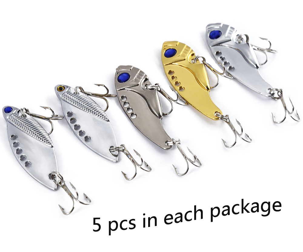 5 PCS Metal Fishing Lures Bass CrankBait Spoon Bait Fish Tackle VIB 5 PCS Metal Fishing Lures Bass CrankBait Spoon Bait Fish Tackle VIB